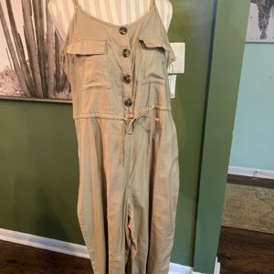 Tan wide leg jumpsuit